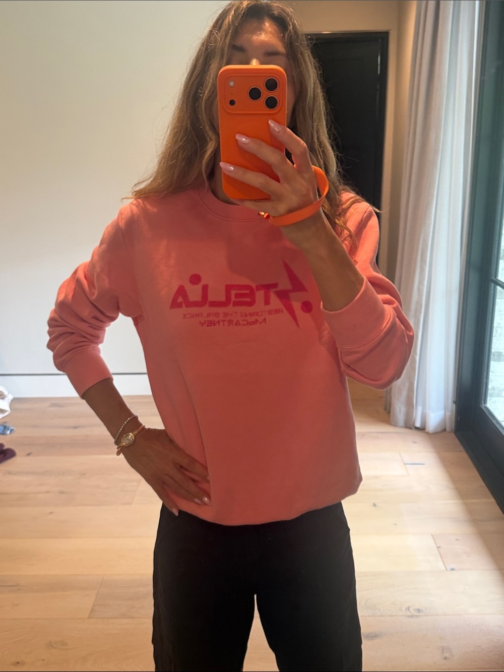 Stella McCartney Coral Pink Logo Crewneck Sweatshirt